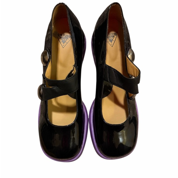 John Fluevog Black and Purple Mary Jane Shoes - Picture 4 of 7